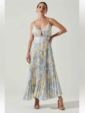 astr the label wisteria midi dress ASTR the Label Wisteria Dress in Blue Multi